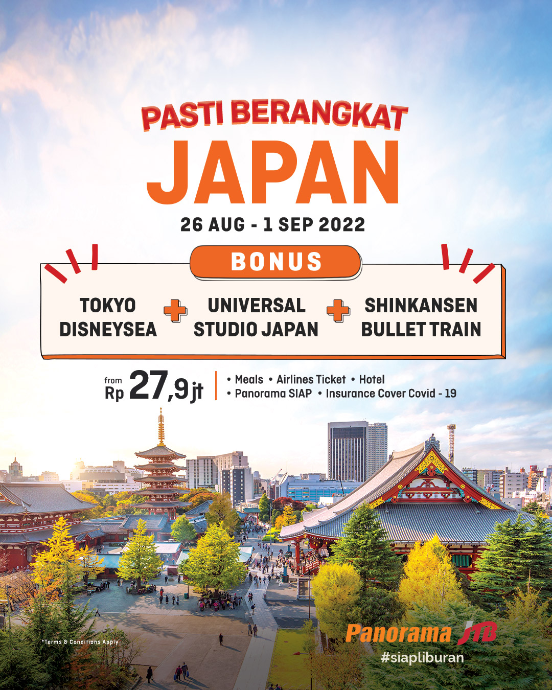 Pasti Berangkat ke Jepang termasuk Tokyo Disneyland & Universal Studio 