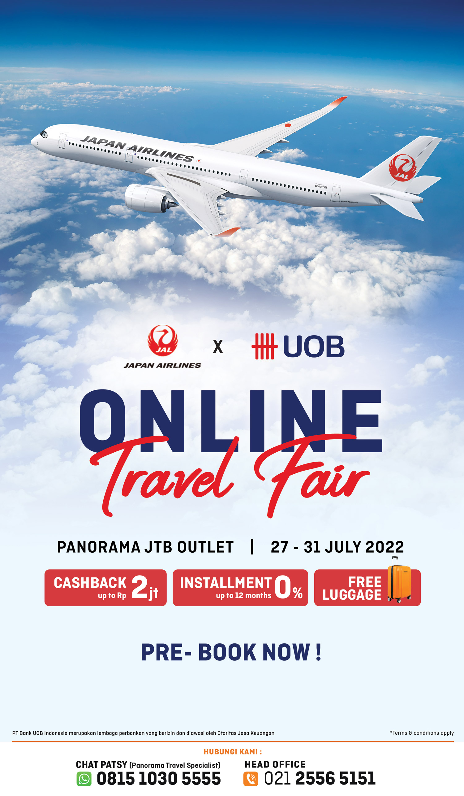 Prebook tiket pesawat JAL dan dapatkan promo dari bank UOB