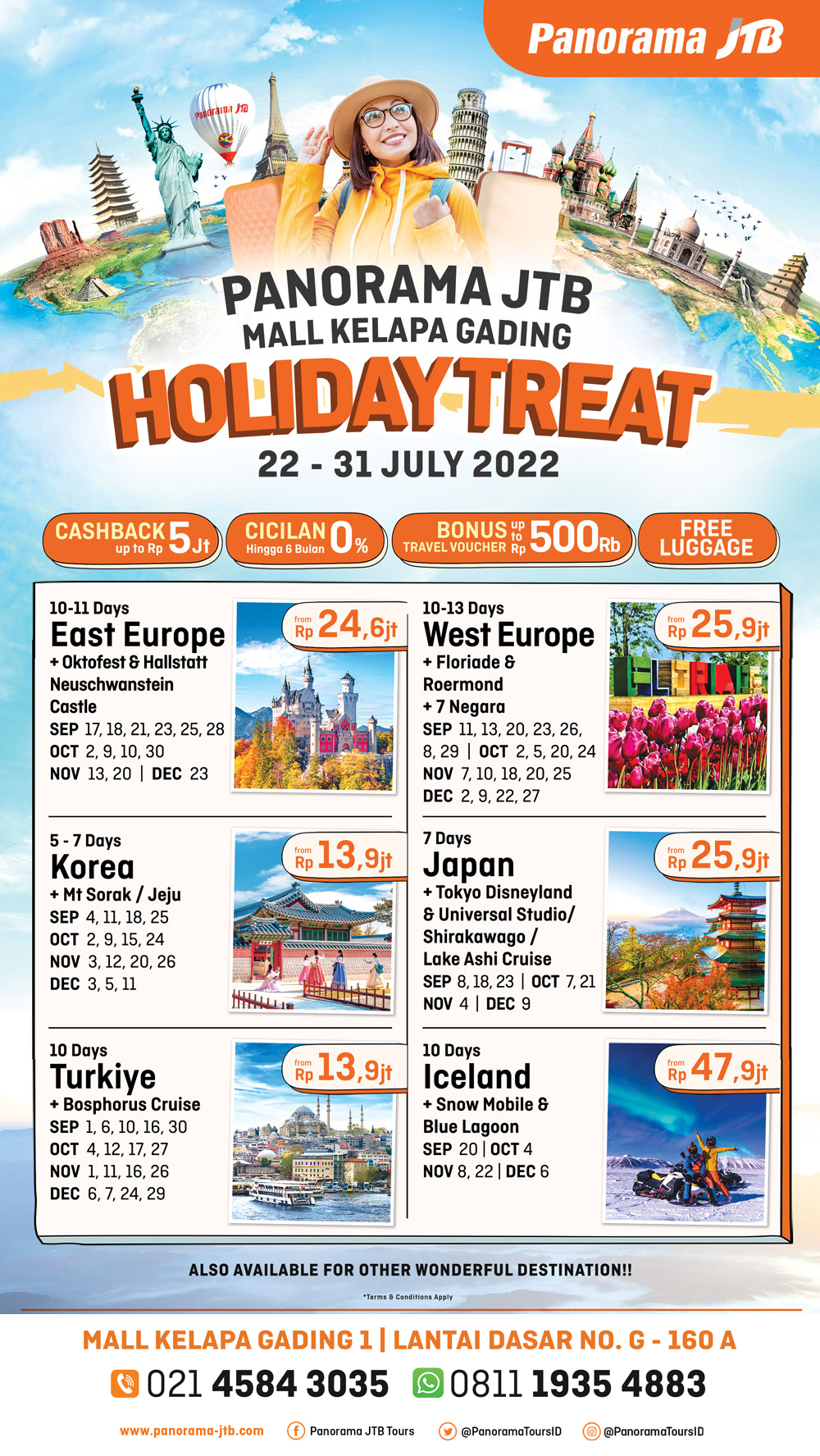 CASHBACK Rp 5 Juta untuk pembelian paket liburan di Panorama JTB Mall Kelapa  Gading